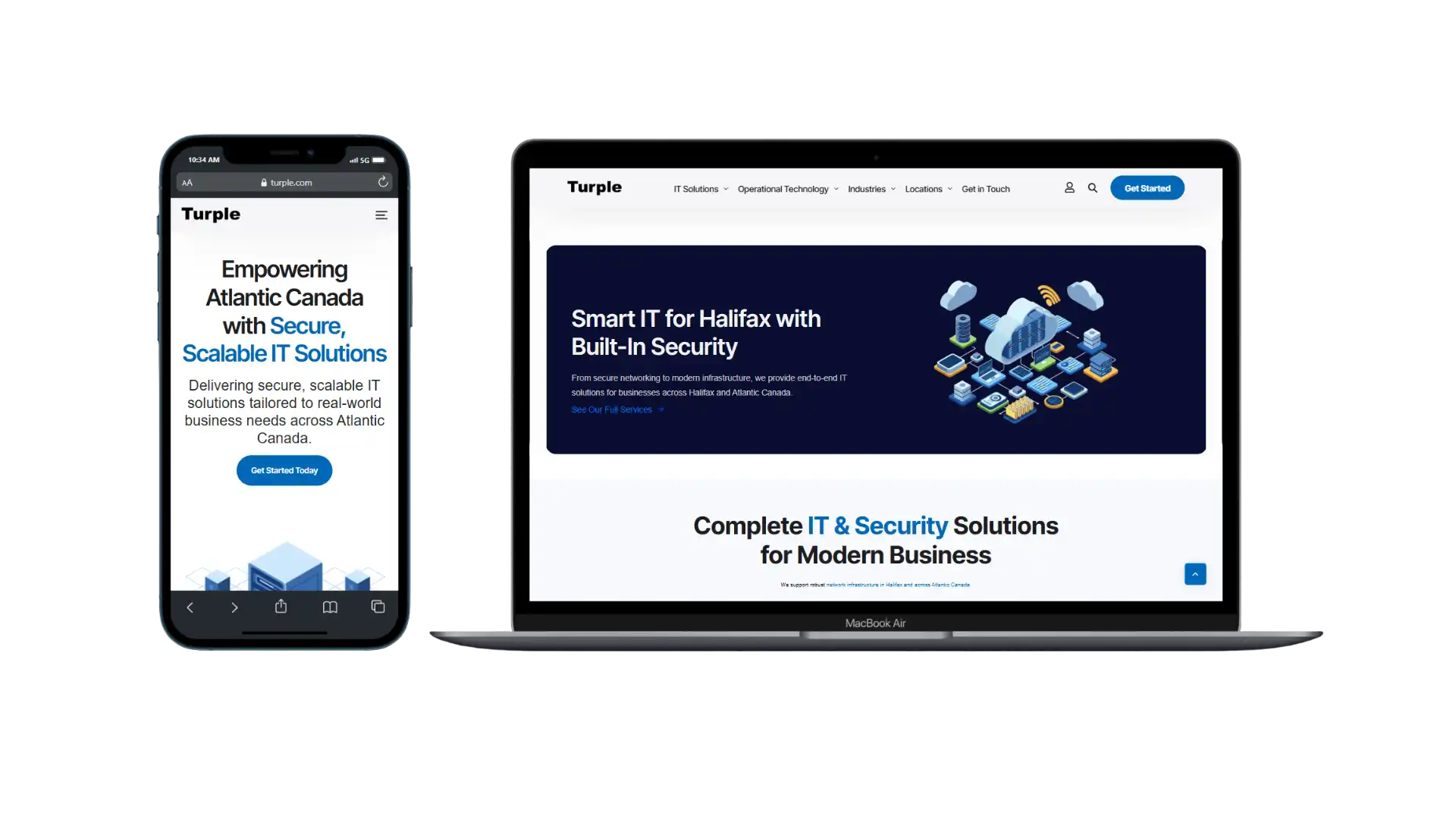 Turple Communications Inc website mockup showcasing professional web design services for Canada